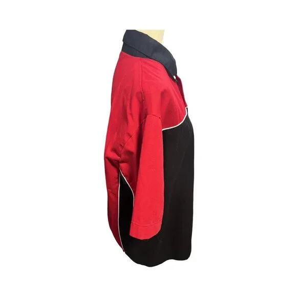 TMR  Mens M PIT CREW GARAGE MECHANIC RACING WORK  BLACK RED Collar Pocket - Picture 3 of 5